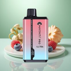 Hayati Pro Ultra 15000 Puffs Vape de unică folosință 2×12ml 2% Nicotina Afine Capsuni Zmeura Bomboane de Bumbac Albastru
